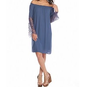 🔴LOVE FIRE Blue Lace Sleeve Boho Gauze Dress